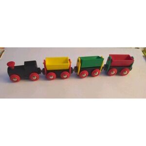 Vintage 1983 BRIO Made In Sweden Train With 3 Tipping Trucks Good Used Condition